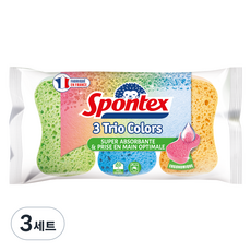 스폰텍스 TRIO COLORS 스크럽 스펀지 3종 세트, 3세트
