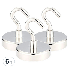 다다 초강력 대형 네오디움 고리자석 32mm, 실버, 6개