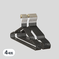 머니풀 컬러풀 논슬립 옷걸이 10p + 연결후크 6p 세트, 글로시 블랙(옷걸이), 4세트