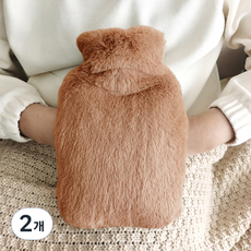 Futuro Lab 附保暖套 PVC 保溫熱水袋 棕色 1000ml, 2個