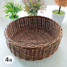 藤店圓形零食道具藤籃大號J062H, 棕色, 4個