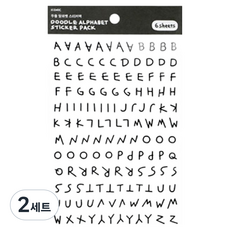 아이코닉 두들 알파벳 투명 스티커팩 6p 세트, 2세트, 혼합색상