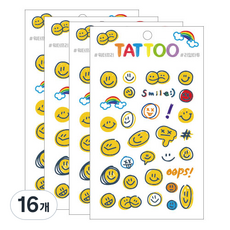 Petit 迷你紋身貼紙 TS001, 笑臉, 16個