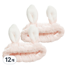 鬧騰姐妹 兔耳洗臉髮帶, 12個, 象牙粉