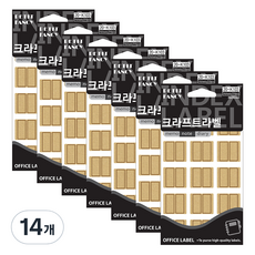 쁘띠팬시 크라프트 라벨 견출지 20-K103, 혼합색상, 14개입, 14개