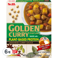 에스비 에스앤비 골든카레소스 위드 플랜드 베이스 프로틴 중간 매운맛, 230g, 6개