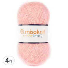 미소털실 펄 수세미실 80g, 09연핑크, 4개