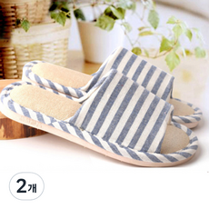 Hongdaesunhuisyap 113 麻質夏季室內拖鞋, 海軍藍, 2個