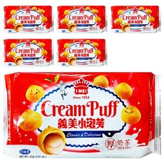 義美 小泡芙 厚奶茶, 57g, 6包