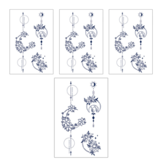 理享家 草本半永久防水紋身貼紙 多款圖案可選 105x60mm, uh-004, 4張