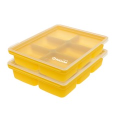 PETINUBE 矽膠多功能6格分裝盒 芥末黃色, 芥末黃, 2個