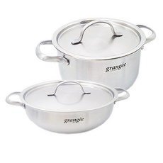 키친아트 인덕션 프리미엄 그랑제 IH 통3중 냄비세트 2개, 스텐 샤틴 무광, 양수 24cm + 전골 24cm, 1세트
