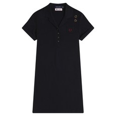 FRED PERRY 口袋細節Polo洋裝 SD9107, 黑色