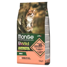 monGe 瑪恩吉 真野無穀成貓乾飼料, 鮭魚 + 豌豆, 1.5kg, 1袋