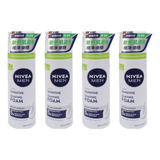 NIVEA 妮維雅 MEN 男士極淨刮鬍泡 減少刺激不適 豐富柔細泡沫 刮鬍更舒適 無酒精溫和配方, 200ml, 4瓶