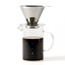 Hew Red 半永久性不銹鋼過濾咖啡滴頭手滴套裝, 600ml, 1組