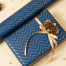 좋은기븐 세브런 종이롤 포장지 10m, 청색, 4개