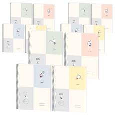 moong9 Bobba 4分格數學練習本 4種組, 灰色、綠色、粉色、黃色, 3個