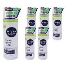 NIVEA 妮維雅 MEN 男士極淨刮鬍泡 減少刺激不適 豐富柔細泡沫 刮鬍更舒適 無酒精溫和配方, 200ml, 6瓶
