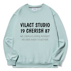 빌락트 남성용 빅사이즈 체리쉬 레터링 맨투맨 티셔츠