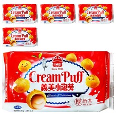 義美 小泡芙 厚奶茶, 57g, 5包