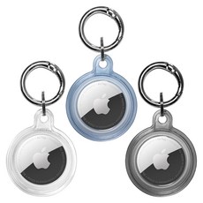 Ruadi AirTag 保護殼鑰匙圈 3件組, 1套, 透明 + 灰色 + 藍色