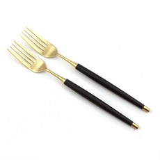 Bogen 韓國製造 Le Bien 金色餐具 餐叉, 2個, 黑色