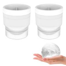 HappiMood 威士忌大冰塊模具 冰球製作器, 2個, 白色