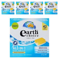 Earth Choice植萃多效合一洗碗機洗碗錠, 42顆, 檸檬香味, 去除頑固食物殘渣, 672g, 5盒