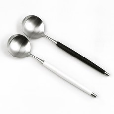 Bogen 韓國製造 Le Bien 緞面餐具餐匙 2件組, 1套, 黑色, 白色