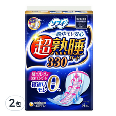 SOFY 蘇菲 彈力貼身超熟睡 防漏型 衛生棉, 33cm, 14片, 2包