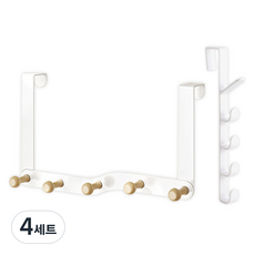 도어 행거 5구 + 수직 후크 2p 세트 R98526A, 화이트, 4세트