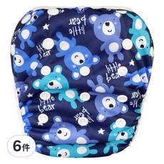 我家寶貝 嬰幼童調節式內褲型泳褲 熊熊, 0-3歲, 6件