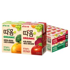 따옴 오가닉 주스 사과 & 청포도 & 당근 & 레드비트 120ml 24p + 오렌지 & 청포도 & 당근 & 브로콜리 120ml 24p, 1세트