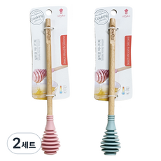 라쿠친 허니디퍼 꿀뜨개 꿀스푼 2종 세트 20.5cm, 민트 + 핑크, 2세트