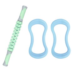 Bfit 按摩棒 + 瑜珈環 2入組, 薄荷綠(按摩棒), 藍色(瑜珈環)