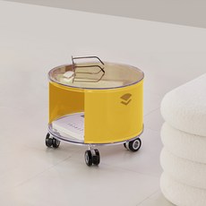 뮤레브 철제 미드센츄리 모듈 테이블 이동식 바퀴 낮은원형 트롤리 협탁, 옐로우, 1개