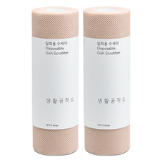 생활공작소 일회용 수세미 일반형 60p, 베이지, 60개입, 2개