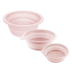 KINYO 摺疊盆三件組, 粉, 1組