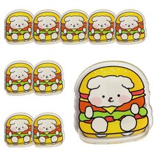 Gold Pang 貓與小狗角色紙夾 壓克力夾 小狗漢堡, 1入, 10個, 4.6 x 4.2 cm