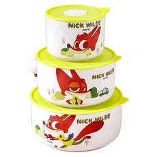 Zootopia 動物方城市 尼克保鮮碗3件組, 3個容器 + 3個蓋子, 1組