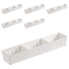 E.dot 日式廚櫃抽屜活動分隔收納盒, 白色, 6個