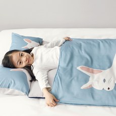 BO WELL 孩童用可愛動物圖案莫代爾超細纖維午睡被+薄墊+枕頭組, 貓咪款