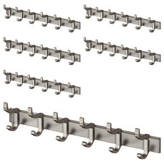 拍平方 太空鋁活動排鉤 浴室/廚房適用 無痕黏貼/螺絲鑽孔安裝, 槍灰色, 6個