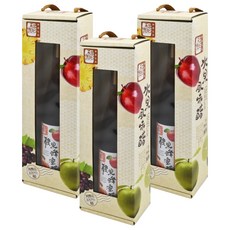 醋桶子 果醋禮盒 蘋果蜂蜜醋, 100%靜置發酵實果釀製, SGS檢驗通過無塑化劑, 1000天以上發酵熟成, 600ml, 3瓶
