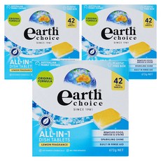 Earth Choice植萃多效合一洗碗機洗碗錠, 42顆, 檸檬香味, 去除頑固食物殘渣, 672g, 3盒