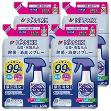 LION TOP NANOX 衣物布製品除菌除臭噴霧 補充裝, 4個, 320ml