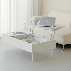 퍼리든 업셀 리프트업 쇼파테이블 1100 방문설치, 화이트