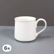 해피정 무광 밀크 펄 머그컵 300ml, 화이트, 6개