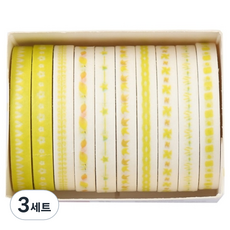 셀링뉴 아트스핀 울타리 다꾸 마스킹 종이 테이프 10종 세트 5mm x 2m, 노랑, 3세트